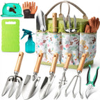 Garden Tool Set 11-Piece Heavy Duty Gardening Hand Tools - Rust-Resistant Stainless Steel with Durable Stylish Garden Tools Organizer Tote Bag, Perfect Gardening Gift for Women, Mom & Garden Lovers