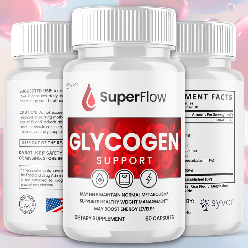 (2 Pack) Super Flow Glycogen Support, Official SuperFlow Advanced Formula Glyco Optimizer Capsules, All Natural Super Flow Pills, Daily Wellness Supplement to Support Healthy Balance (120 Capsules)