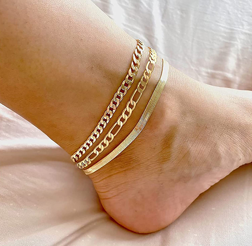DEARMAY 14K Gold Plated Anklets Waterproof