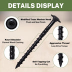 LIONMAX Lag Screws 3 Inch, Structural Wood Screws #14 x 3, 50-PCS, Black