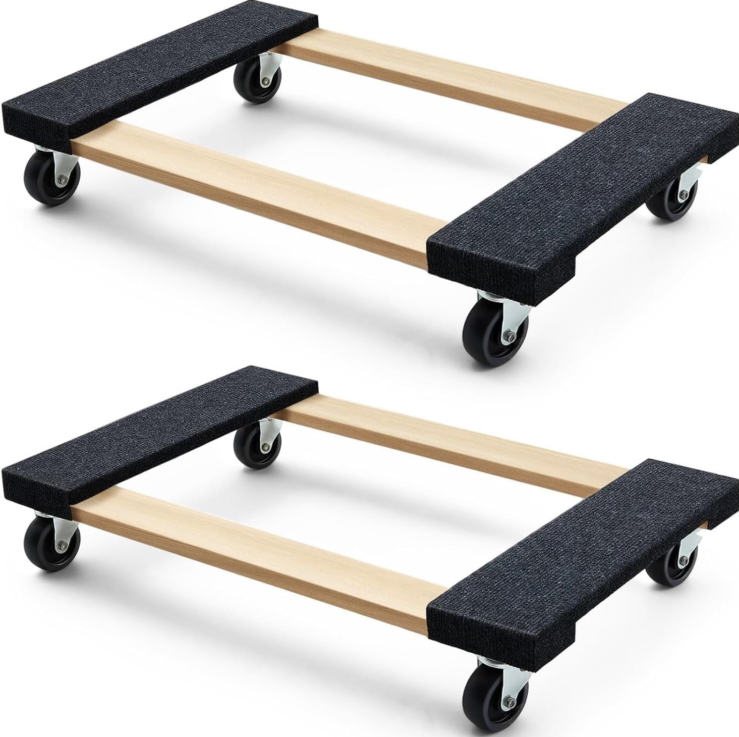 Simpli-Magic 79545 30 in. x 18 in. Hardwood Furniture Moving Dolly 1,320 lbs. Capacity – 4 Swivel Wheels Heavy-Duty Furniture Dollies, 2 Pack