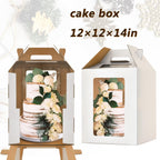 Hzzycaxli 6 Pack Tall Cake Boxes for Tier Cakes with windows,12x12x14 Inch Large Tiered Cake Box,10in 12in Tall Cake Carrier,large Layer cake box Cake Containers