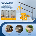 VIVOHOME 2-Pack Hand Rails for Outdoor Steps, Galvanized Steel Railing, Straight Round Exterior Hand Railing for Porch, Deck, or Indoor Stairs, 4 Step Railing Kit