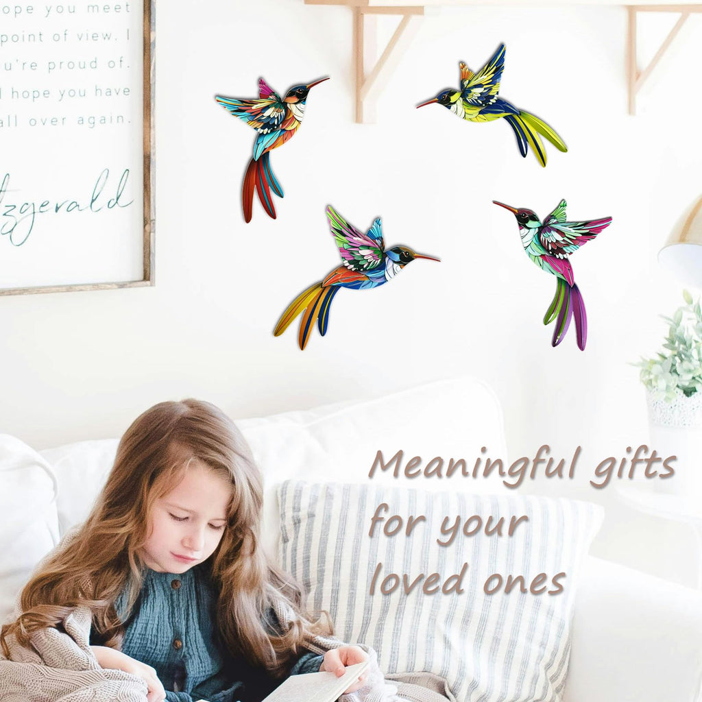 Hummingbird Outdoor Decor 4Pack - Outdoor Metal Wall Art Decoration
