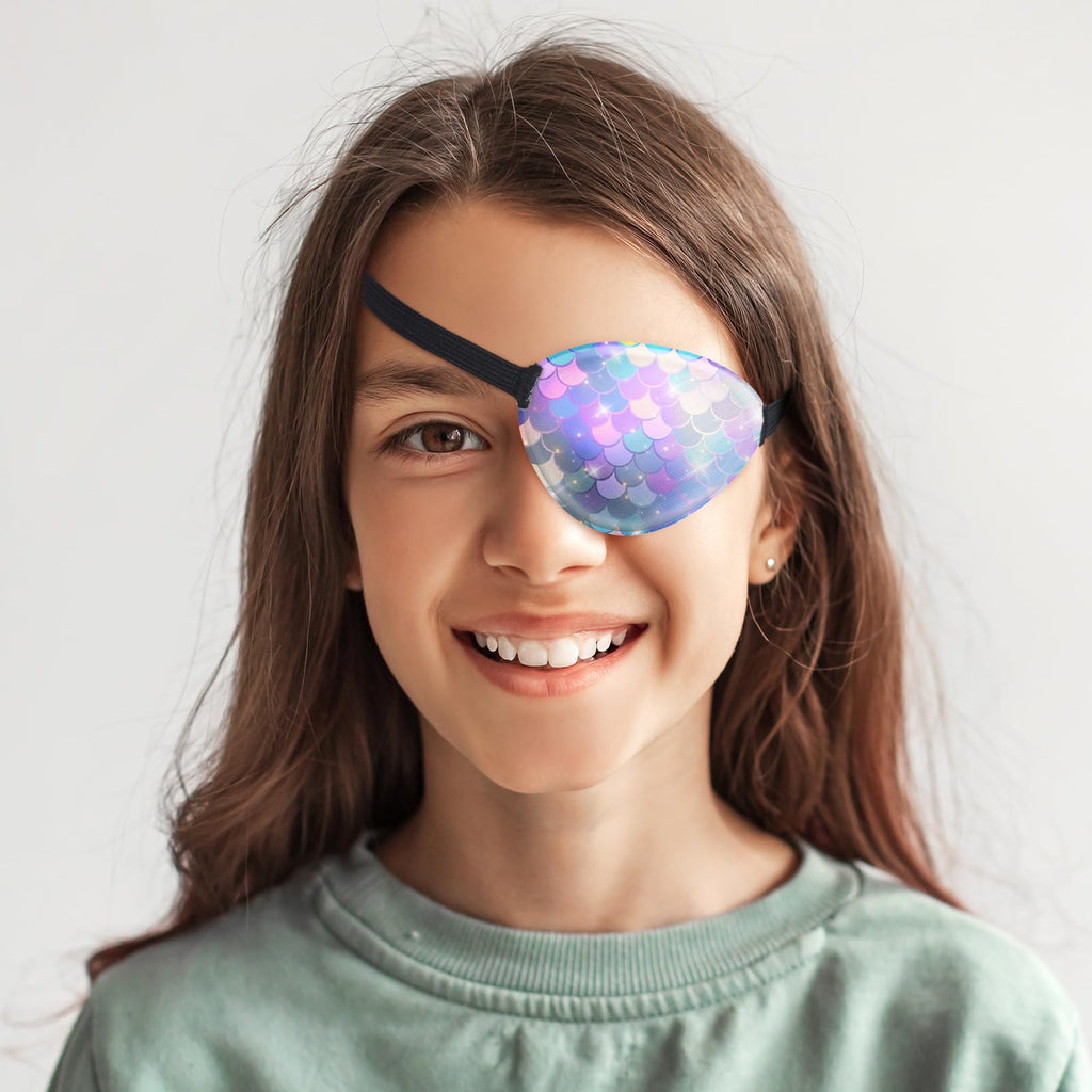Eurzom 8 Pcs Unicorn Style Fabric Eye Patches for Kids, Adjustable Single Eye Patch with Elastic Strap, Reusable, Various Patterns, Halloween, Party, One Size, Hairband, Children, Unisex, 8 Count