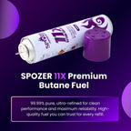 SPOZER 11X Premium Butane Fuel Refill, Universal 99.99% Ultra Pure Butane Gas for Torch Lighters, 300ml(10.14 FL.Oz) Cans, 2 Display Box(Pack of 24)