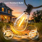 Amzrap 200FT Outdoor String Lights with Remote, Waterproof Patio Lights with 72+2 Shatterproof LED Bulbs, 2700K Dimmable Waterproof Hanging Decor for Backyard Garden Porch Bistro, Timer & 3 Modes