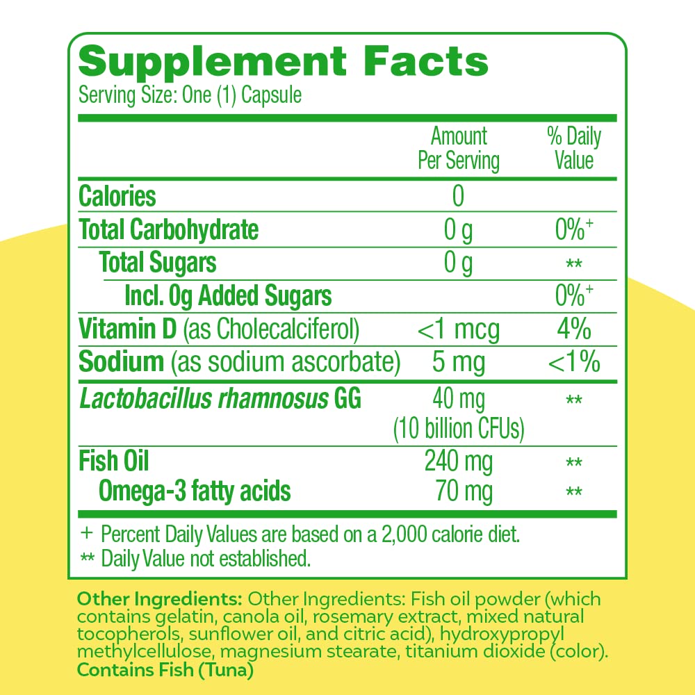 Culturelle 3-in-1 Complete Probiotic Daily Formula, Once Per Day Probiotic Supplement, Helps Your Digestive System Work Better, Supports Natural Immune Defenses, Plus Omega 3's, Non-GMO, 30 Count