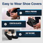 Premium Boot & Shoe Covers Disposable Booties - 100 Pack - Durable, Non-Slip, Non-Toxic, Water Resistant, Recyclable Protectors for Indoor & Outdoor - Large Size Fits Most Shoes