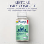 SOLARAY DAO Enzyme - Breaks Down Histamine - 60,000 HDU - Vegan, Gluten Free, Lab Verified - 90 Servings, 90 VegCaps