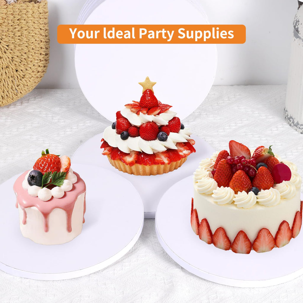 PFAMKEER 8Pcs Cake Boards 14 Inch Round,White Sturdy 1/2 Inch Cake Drum,14 Inch Cake Boards,Disposable Cake Plates,Corrugated Cake Base Cake Drums for Father's Day