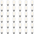 GvvooHome 36 Pack S14 LED Replacement Light Bulbs, Shatterproof Plastic 1W Outdoor String Light Bulbs for Patio, Garden, Waterproof, E26 Regular Medium Screw Base, Warm White
