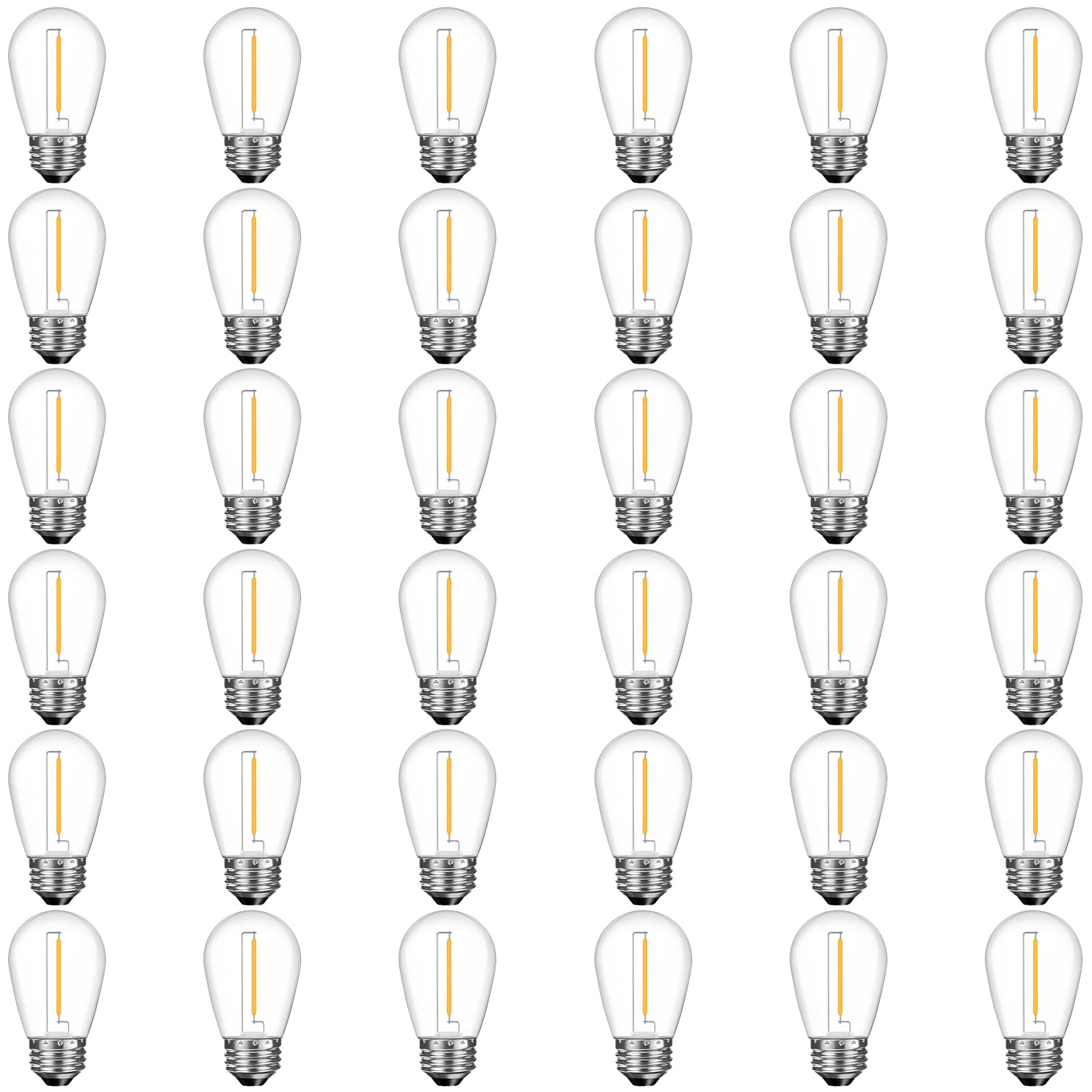 GvvooHome 36 Pack S14 LED Replacement Light Bulbs, Shatterproof Plastic 1W Outdoor String Light Bulbs for Patio, Garden, Waterproof, E26 Regular Medium Screw Base, Warm White