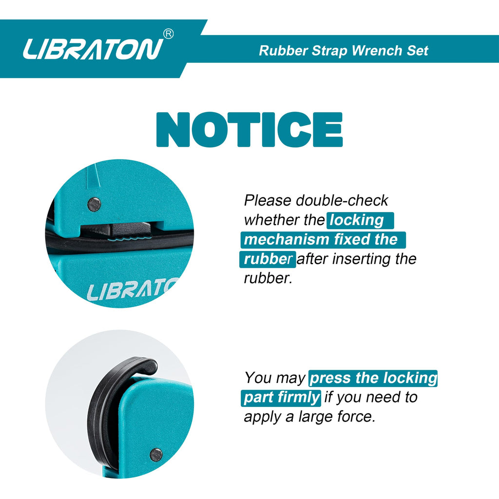 LIBRATON Strap Wrench 2-piece Multifunctional Adjustable Wrench Tools Oil Filter, Jar Opener