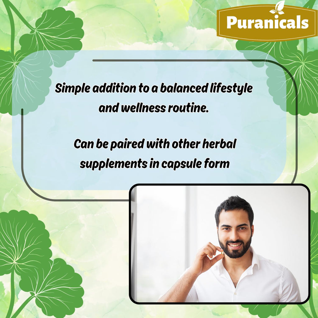 Puranicals Gotu Kola Premium 320 Capsules Non GMO and Gluten Free | Herbal Supplement | 600 mg Per Serving | Made with 100% Pure Gotu Kola Powder