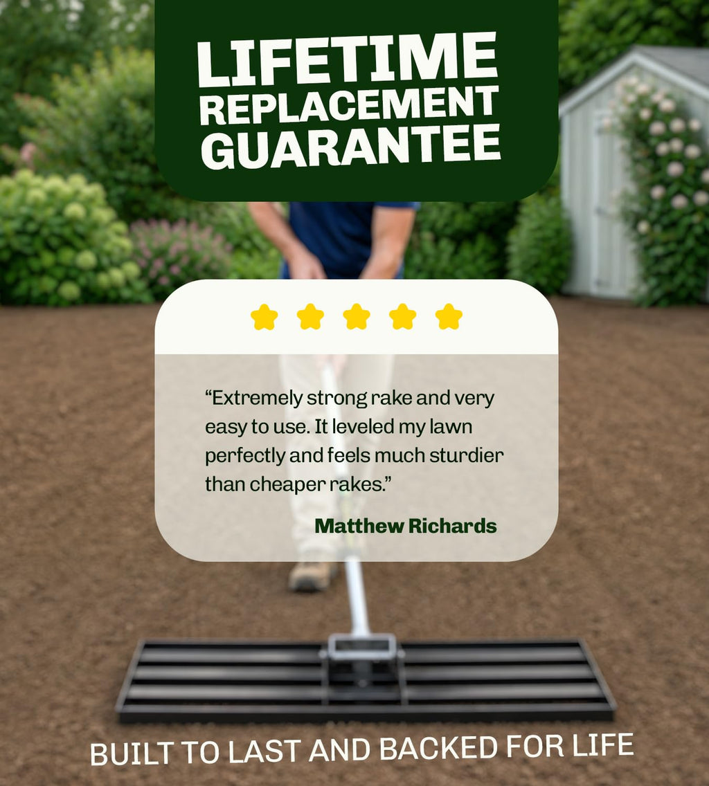 Gardease Lawn Leveling Rake, 30" x 10", Heavy Duty Steel Lawn Leveler