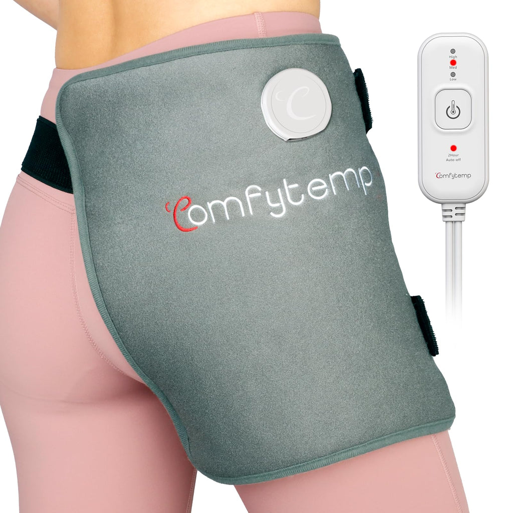 Comfytemp Heating Pad for Hip & Lower Back - Soothing Heat Wrap for Waist, Thigh & Hip Support, 3 Temperature Settings, 2H Auto-Off (Gray, S/M)
