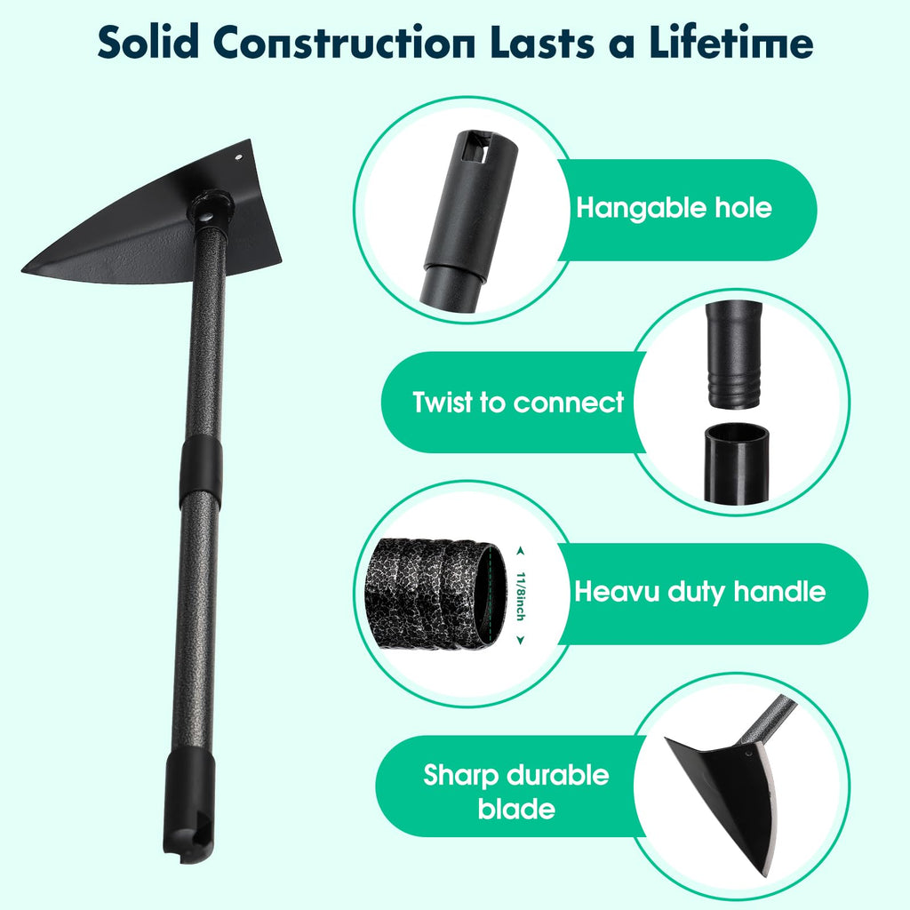 Garden Hoe, Heavy Duty Trenching Hoes with 60 Inch Long Handle, Sharp Edge Triangle Weeding Hoe Garden Tools for Weeds Removal,Cultivating,Digging,Loosen Soil, Trenching, Landscaping Manual Weeder