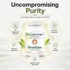 Dr Clark Ornithine Dietary Supplement 500mg, 100 Gelatin Capsules, Pure Amino Acid Support for Natural Sleep Aid, Promotes Protein Metabolism, Cleansing and Detoxification, Non-GMO & Gluten Free