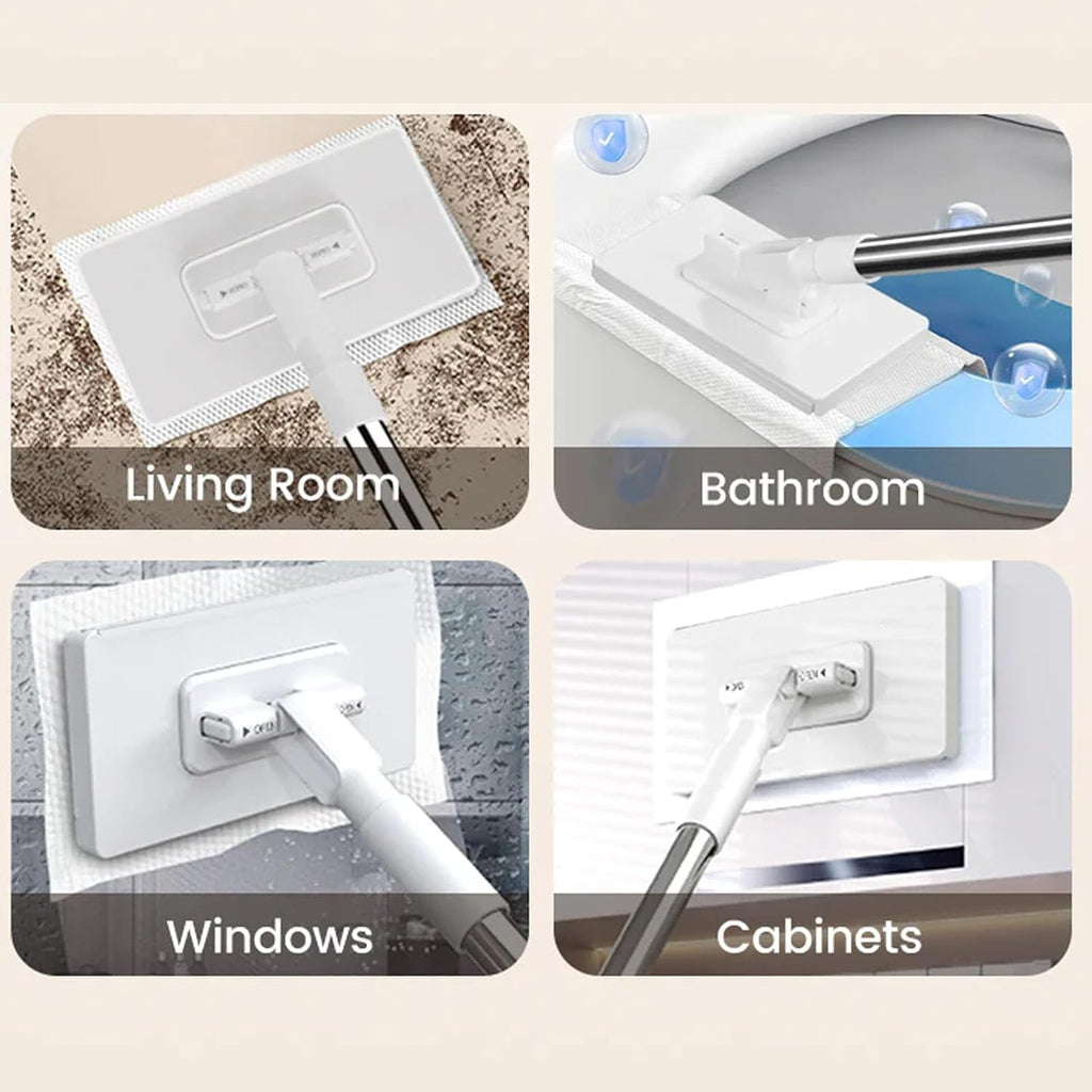Snap Grip Mini Mop, 2026 Upgraded Disposable Dust Mop, Zero Touch Mini Mops, Convenient Cloth Changing Mops for Kitchen Counter, Foldable 100cm Retractable Long Handle Mopping Stick (1*mop+5*Cloth)