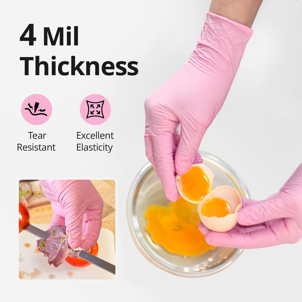 SwiftGrip Nitrile Exam Gloves, 4 Mil, Large, Cherry Blossom, Food Safe Gloves Disposable Latex Free, Powder Free for Cleaning Supplies, Esthetician, Hair Dye, Tattoo Supplies (Box of 1000)