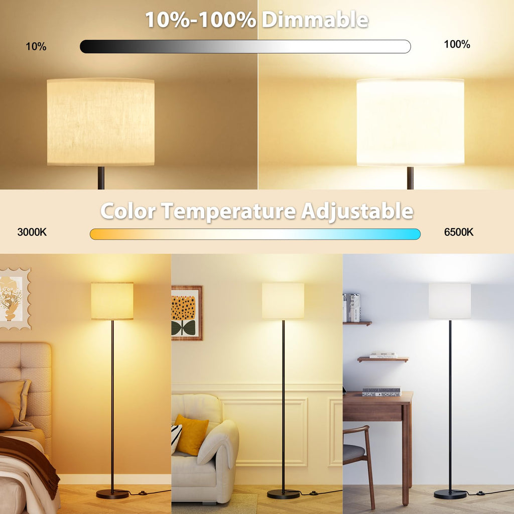 Keepsmile Dimmable Floor Lamps for LivingRoom with 12W LED Bulb,Foot Switch