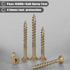 VGBUY Deck Screws #8 x 2 Inch Heavy Duty Exterior Wood Screws,Torx Drive Head Deck Screw Bronze Rust Resistant Epoxy Coated,Long Outdoor Screws with Star Bit(1Ibs,106Pcs)