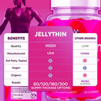 Jelly Thin Weight Management Gummies, Official Jellythin Gummys with All Natural Ingredients, Advanced Jelly Thin Health and Wellness Support Maximum Strength Formula Multivitamin Blend (60 Gummies)