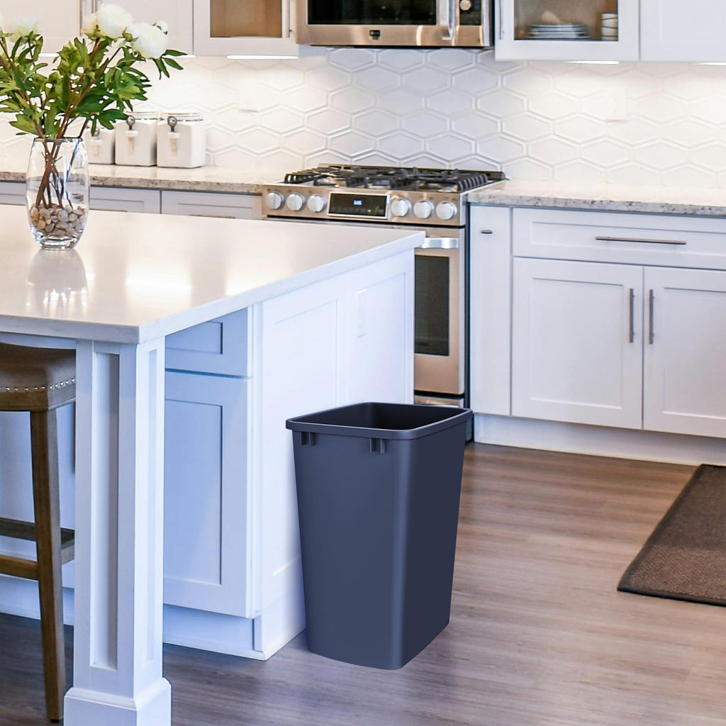 Rev-A-Shelf 2-Pack 35 Quart Polymer Replacement Trash Bin, Recycle Waste Garbage Container for Kitchen Cabinet Pullouts, Black, RV-35-18-2 - Large Plastic Bins for Home and Office