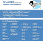 B2854 1-1/2HP, Replaces Century/AO Smith Pool Pump Motors,1.5HP,115/230V, 3450 RPM, 8.0/16.0Amps, 56Y Frame 1.1Service Factor,PSC,F56AA40A01,Include Replace Parts, Square Flange ODP Enclosure Leungoo
