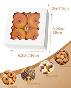 qiqee Auto-pop up 6x6x3 Inch White Cookie Box with Window 30Pcs Pastry Macaron Bakery Box For Packaging