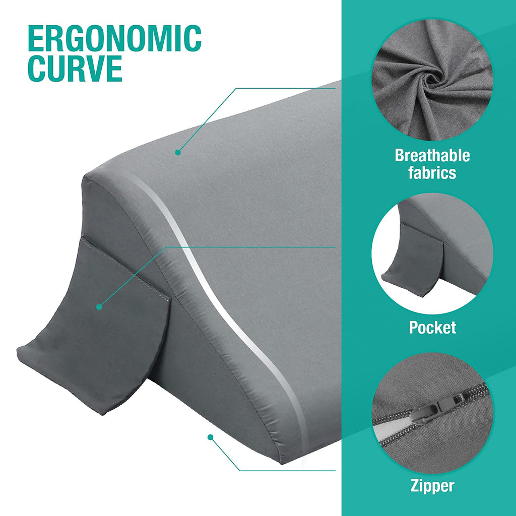 Vekkia King Bed Wedge Pillow for Headboard Gap/Bed Mattress Gap Filler Wedge,Bed Gap Filler Close Gap (0-6"),Stop Pillow Falling Down-Gray(76"x10"x6")