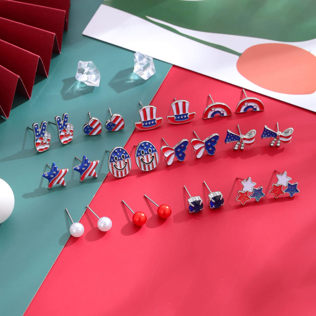 15 Pairs 4th of July Stud Earrings Set for Teens Girls Women