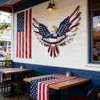 24" Large American Flag Bald Eagle Metal Wall Art, Patriotic Wall Decor