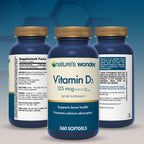 Nature's Wonder Vitamin D3 5000iu (125mcg) High Potency, Dietary Supplement to Support Bone Health and Immune System, Gluten Free, 360 Softgels, 1 Year Supply (Pack of 2)