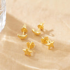 CHIC & ARTSY Star Earrings 925 Sterling Silver Stud Earrings Small 18K Gold Plated Silver Star Stud Earrings for Women 6mm