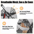 Pet Stroller for Small Medium Dogs Cats, Lightweight Foldable Pet Wagon with 360° Front Wheels & Brake, 40 lbs Capacity Carrier for Park Travel Shopping, Breathable Mesh Basket (Light Gray)