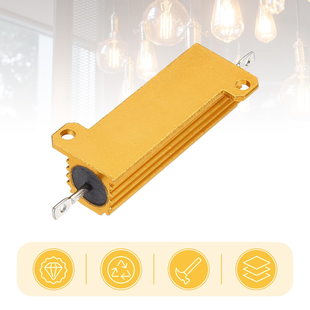 uxcell 10pcs 50W 6 Ohm 5% Aluminum Housing Case Resistor, Wirewound Resistors Screw Tap Chassis Mounted, Gold