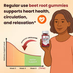 2 Pack Beet Root Gummies – Blood Pressure Support & Mood Support, Super Nitric Oxide Beets Supplement with Grape Seed, L-Theanine & Vitamin C, Sugar-Free Vegan, 30:1 Beet Root Extract, 120 Chews