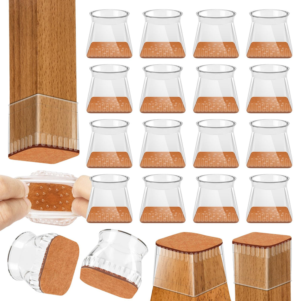 Chair Leg Floor Protectors - 24 Pcs Silicone & Felt Pads for Hardwood Floors - Anti-Scratch Furniture Sliders, Noise-Reducing Chair Feet Covers - Furniture Leg Caps Fit Sizes to(1.06"-1.54")