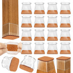 Chair Leg Floor Protectors - 24 Pcs Silicone & Felt Pads for Hardwood Floors - Anti-Scratch Furniture Sliders, Noise-Reducing Chair Feet Covers - Furniture Leg Caps Fit Sizes to(1.06"-1.54")
