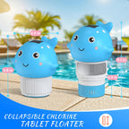 Blufree Pool Chlorine Floater, Solar Chlorine Tablet Floater w/Adjustable Release, Glow in The Dark Large Capacity Whale Floating Chlorines Dispenser for Pool Hot Tub Spa Fits 3 Inch Tabs