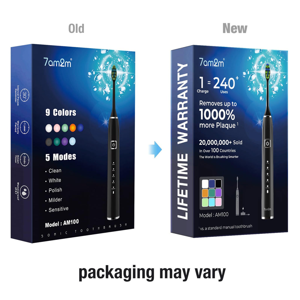 7AM2M Sonic Electric Toothbrush with 6 Brush Heads for Adults&Kids, One Charge for 120 Days, Wireless Fast Charge, 5 Modes, 40000VPM Powered Toothbrush, 2 Minutes Built in Smart Timer(Peacock Green)