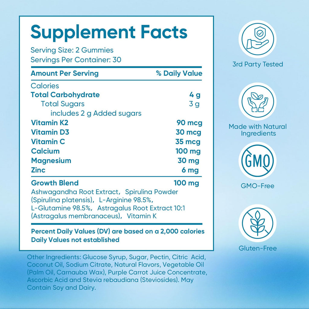 SPEORARY Heightener Gummies with Vitamin C, Vitamin D, Calcium & Ashwagandha – 60 Gummies