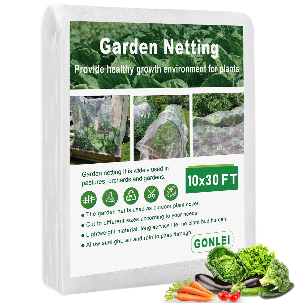 GonLei Garden Netting 10 X 30 FT Ultra Fine Garden Mesh Netting Protection Net Plant Cover Screen Vegetable Row Cover,Blueberry Netting Shrubs Fruits Tree Flowers Garden Screen Barrier Net