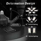 AUDLES 2 Pack Garage Lights, 200W 20000LM 6500K LED Shop Lights, Garage Light Ceiling Led with 6+1 Deformable Panels, Screw in E26/E27 Socket Bulb for Warehouse, Workshop, Basement, Barn Lighting