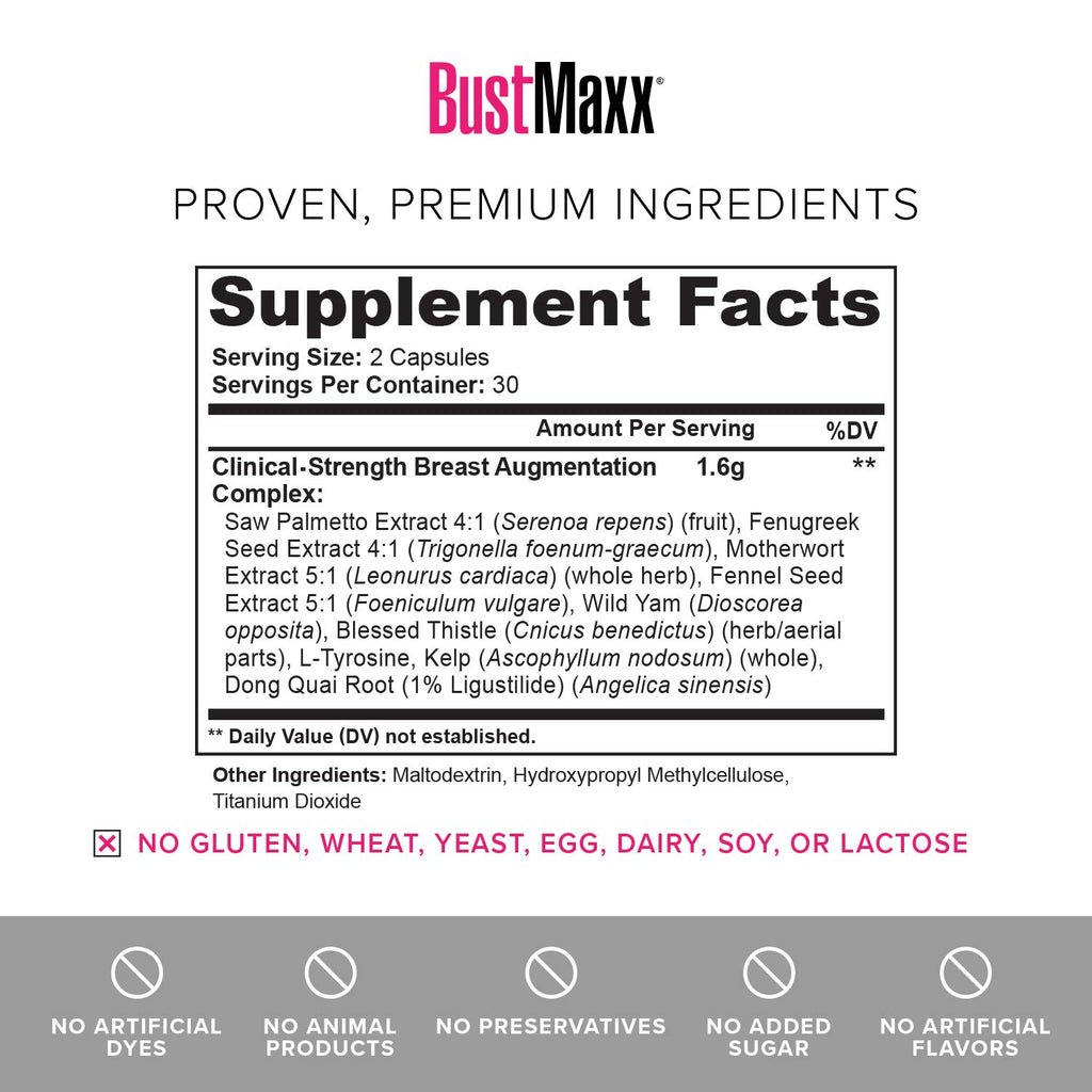 BustMaxx: The Most Trusted Breast Enhancement Pills | Natural Breast Enlargement and Female Augmentation Supplement for Breast Growth, 60 Capsules