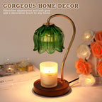Funistree Green Candle Warmer Lamp with Timer, Dimmable Flower Candle Lamp Warmer, Vintage Christmas Birthday Gifts for Women, Mom, Female Friend, Aromatic Candle Light for Yankee Candles