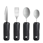 YPCBYNBS Adaptive Utensils,Easy Grip Silverware,Built Up Bendable Fork,Teaspoon,Tablespoon and Knife for Elderly,Hand Tremors,Arthritis and Parkinson's Patients,4 Piece Set