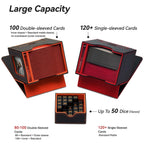 Mage Tech Card Deck Box for MTG Commander - Patented Design, Commander Display, Fits 100 Double-Sleeved Cards, 35pt Card Brick & Dice Tray - White/Purple